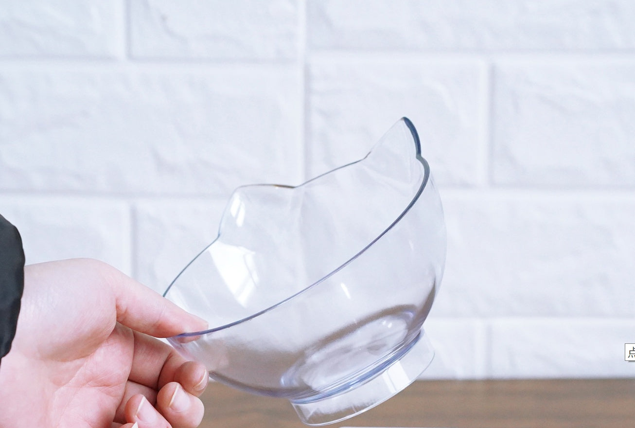 Tails Choice | Oblique Mouth Transparent Single Pet Bowl