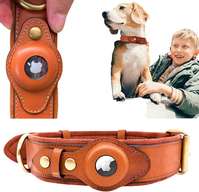 Tails Choice | Leather AirTag Dog Collar