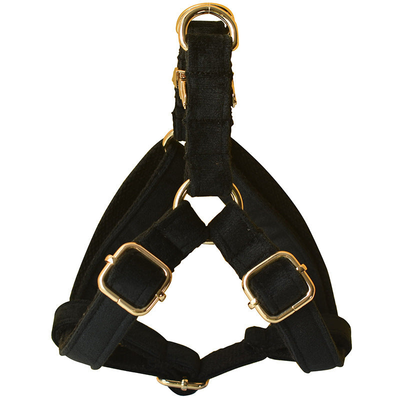 Tails Choice | Black Flannel Gold Buckle Harness