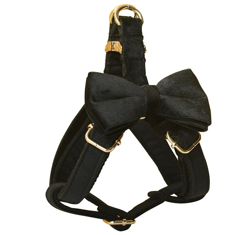 Tails Choice | Black Flannel Gold Buckle Harness