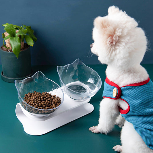 Tails Choice | Oblique Mouth Transparent Single Pet Bowl