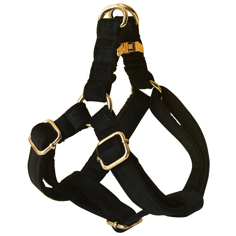 Tails Choice | Black Flannel Gold Buckle Harness